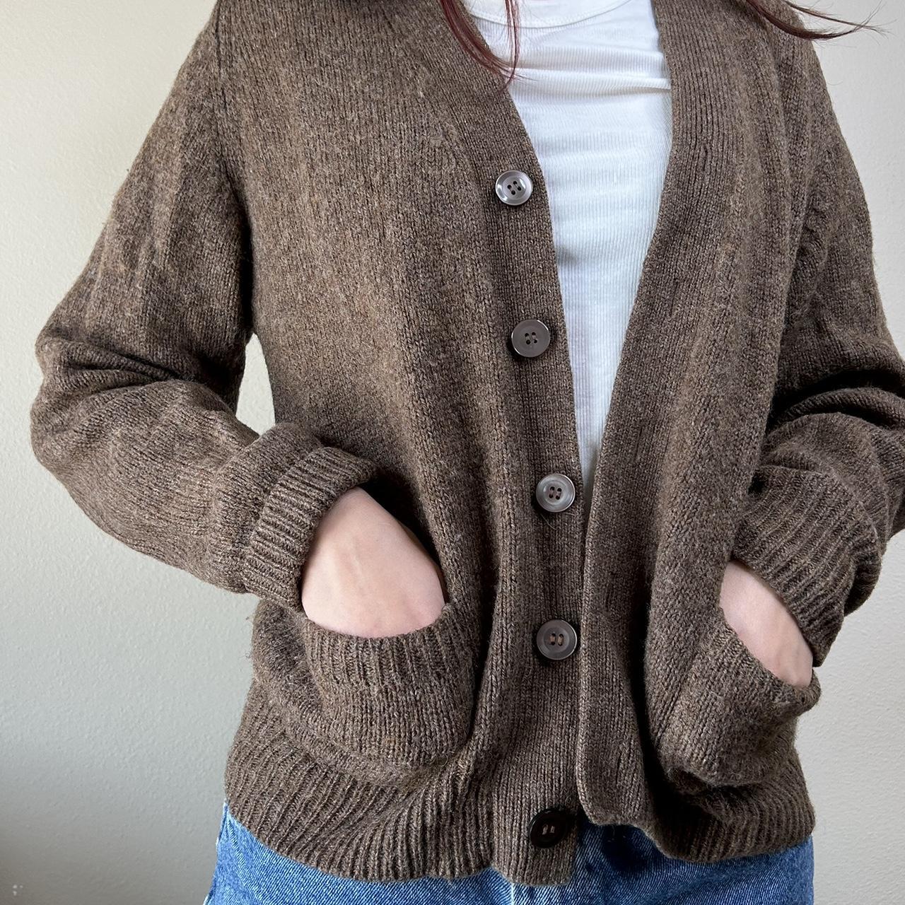 Vintage McGregor Chocolate Brown cardigan with small... - Depop