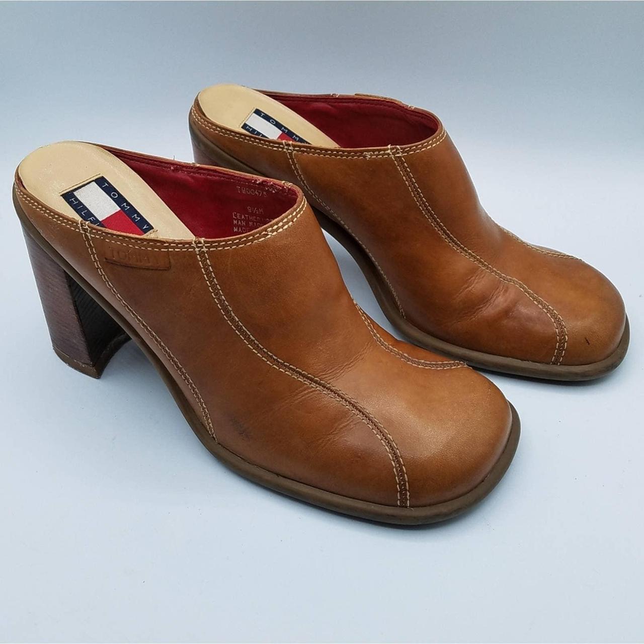 Tommy Hilfiger Vintage Leather Mules Block Heel Y2K