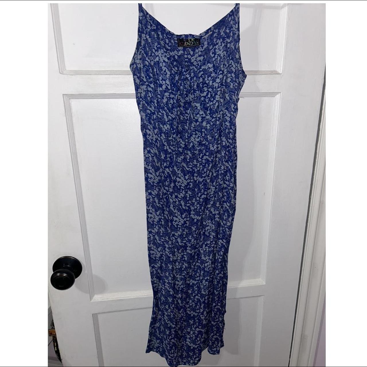 Eye Candy Women's Blue and White Dress | Depop