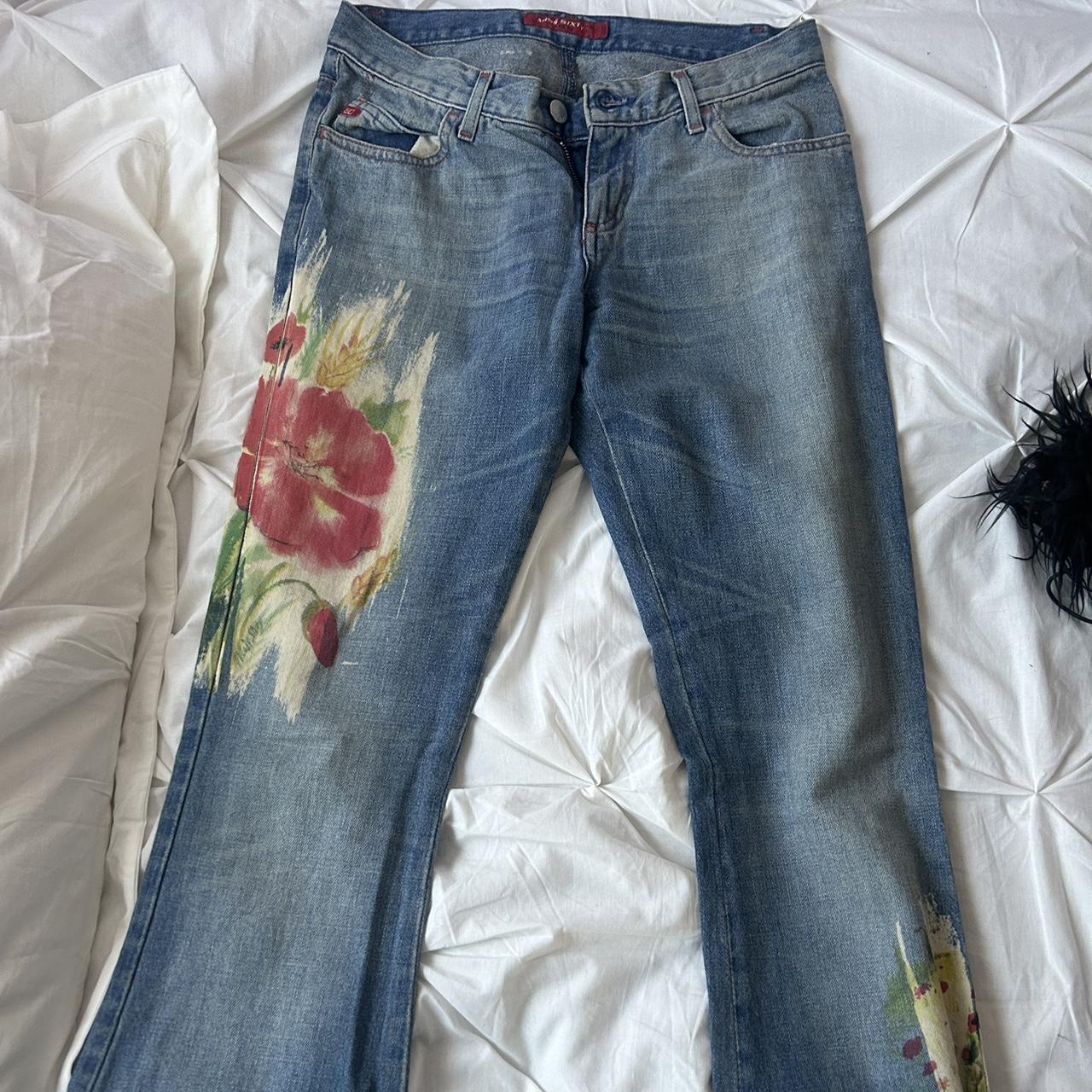 Miss sixty low rise flower jeans size 3 28 - Depop