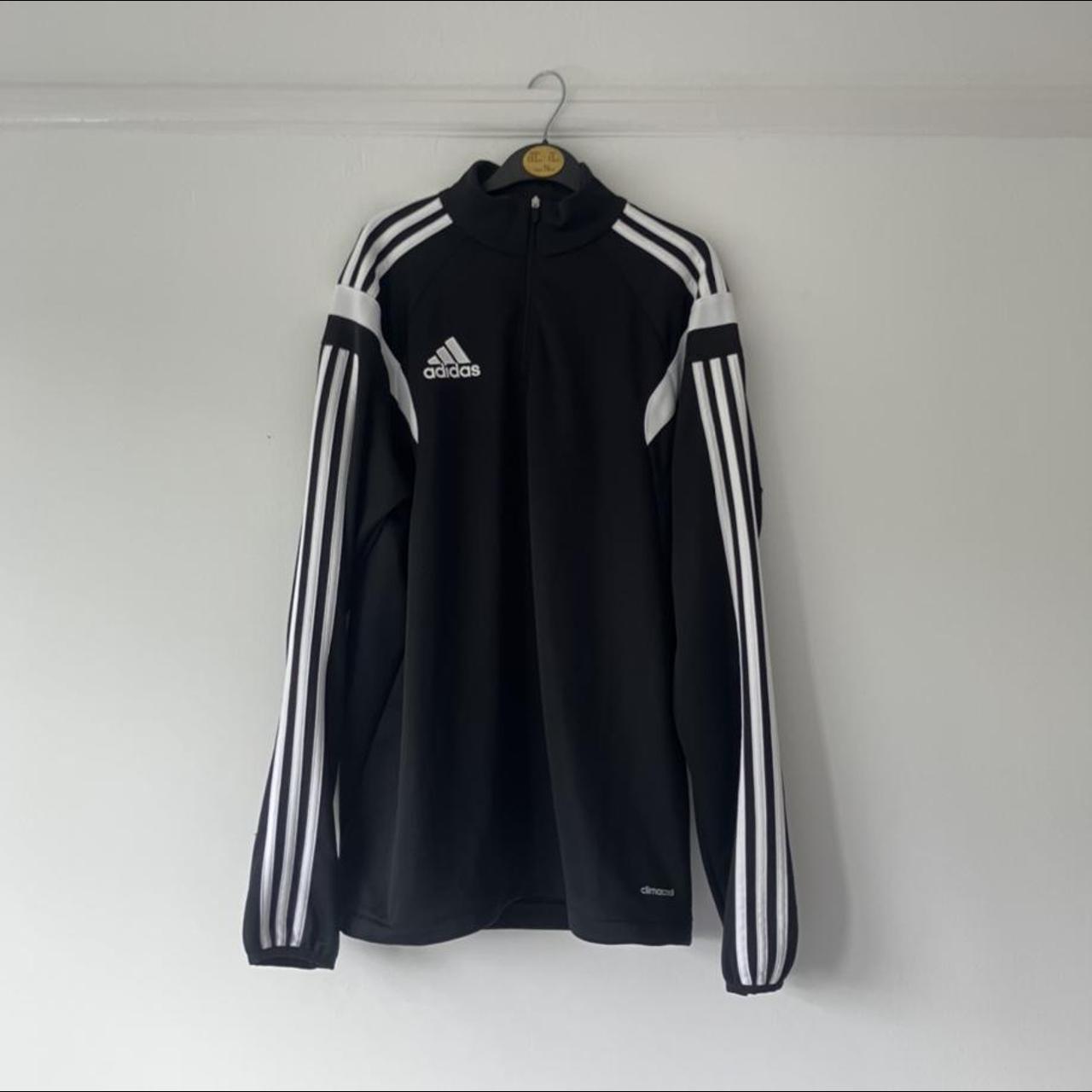 ADIDAS BLACK/WHITE QUARTER ZIP TRACK TOP Adidas... - Depop