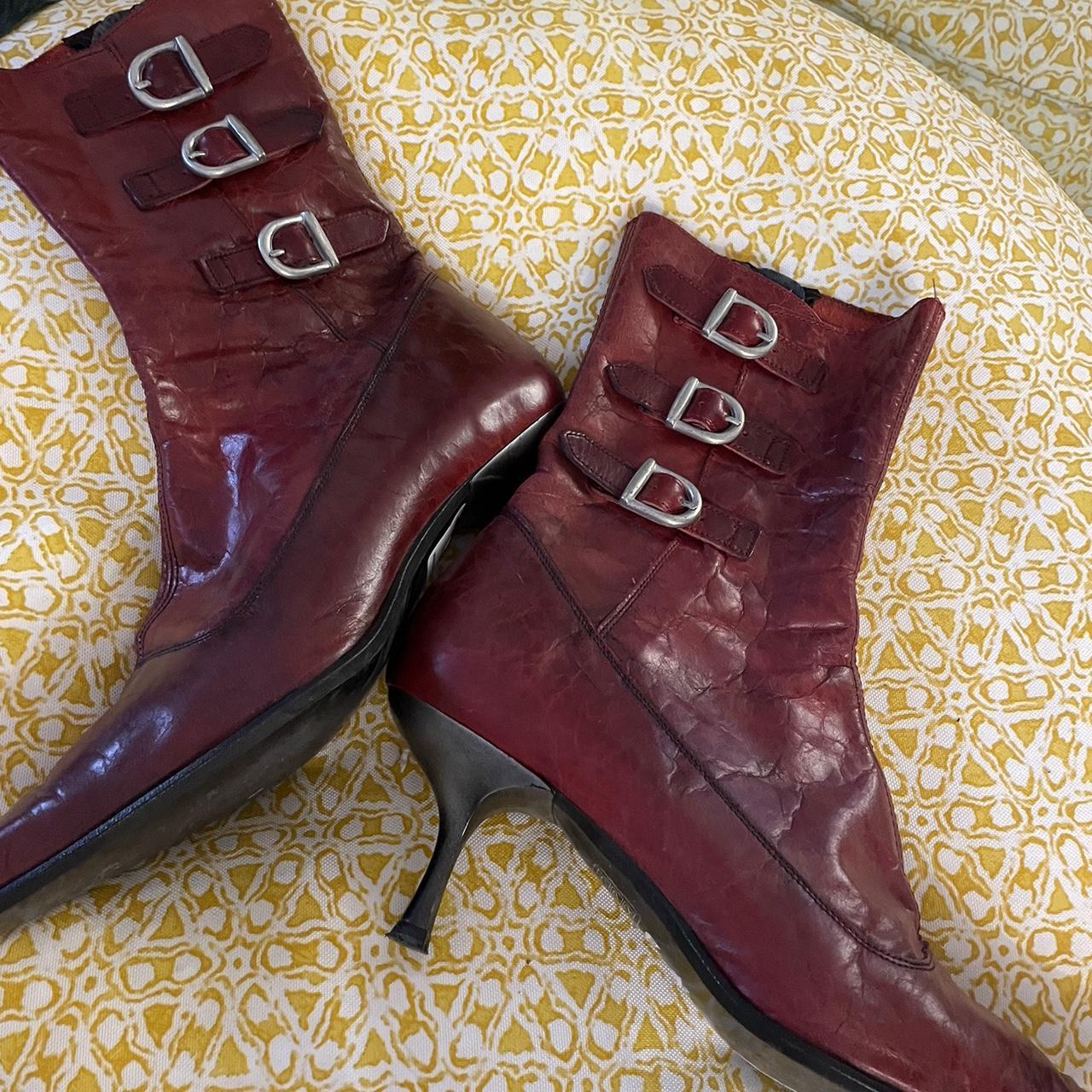 Women's Burgundy Boots | Depop