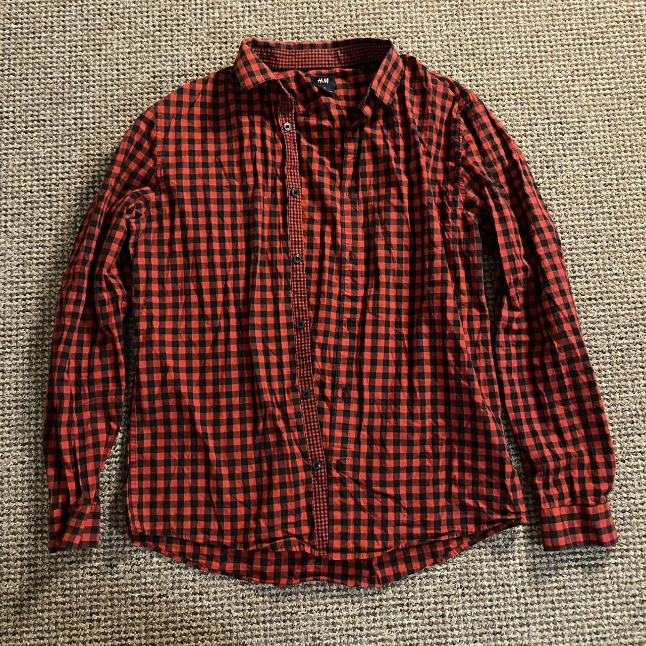 H&m red and black check outlet shirt