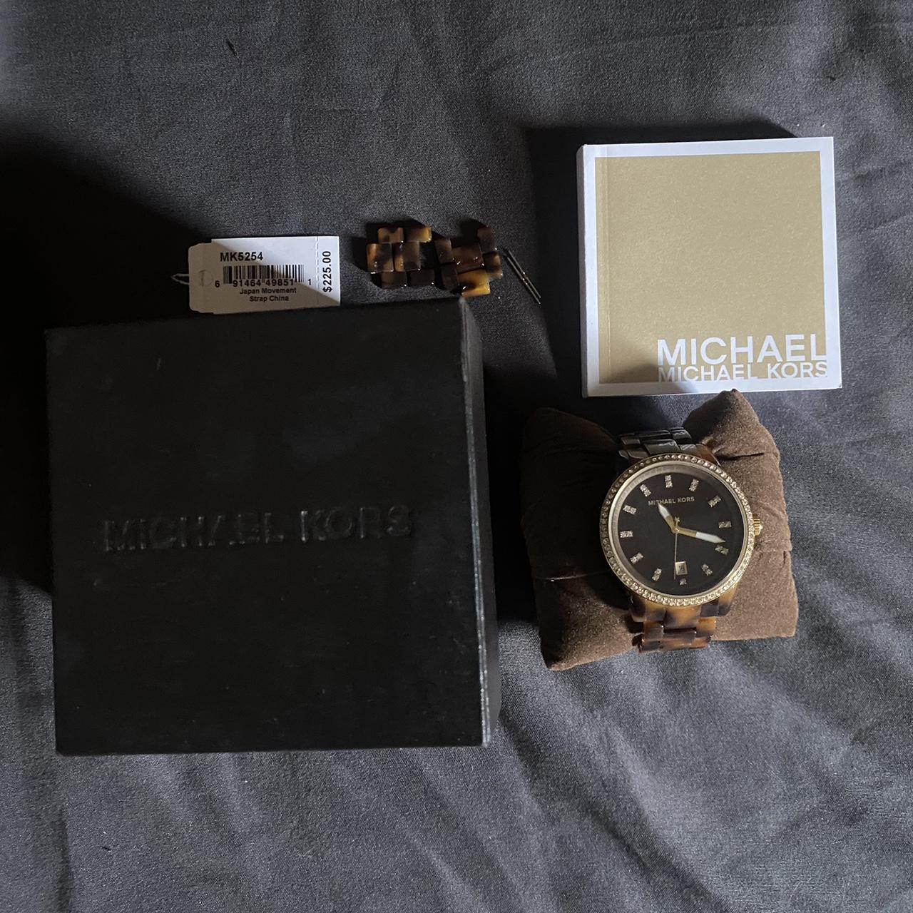 Michael kors black on sale leather watch womens