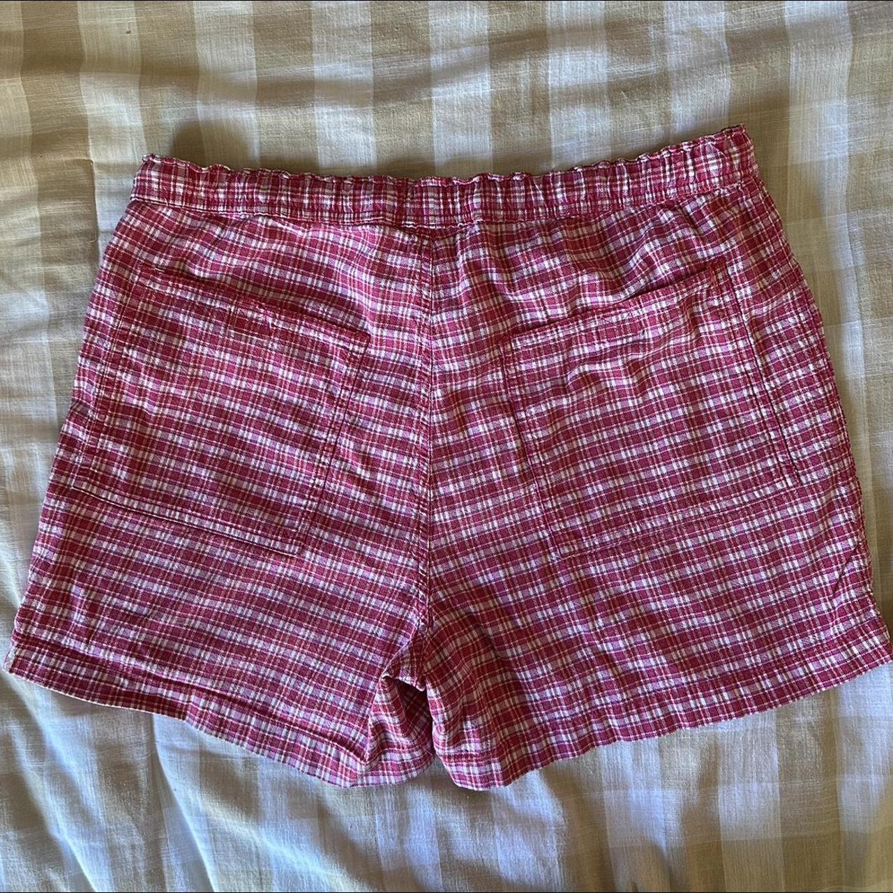 Vintage 90s pink plaid drawstring shorts -please no... - Depop