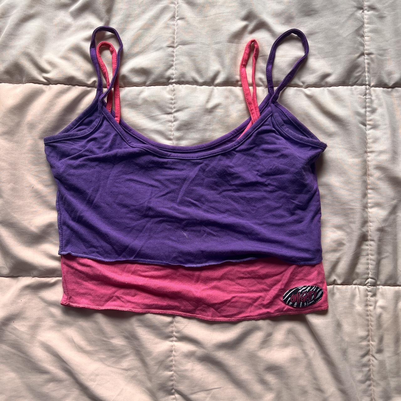 O-MIGHTY Women's Pink and Purple Crop-top | Depop