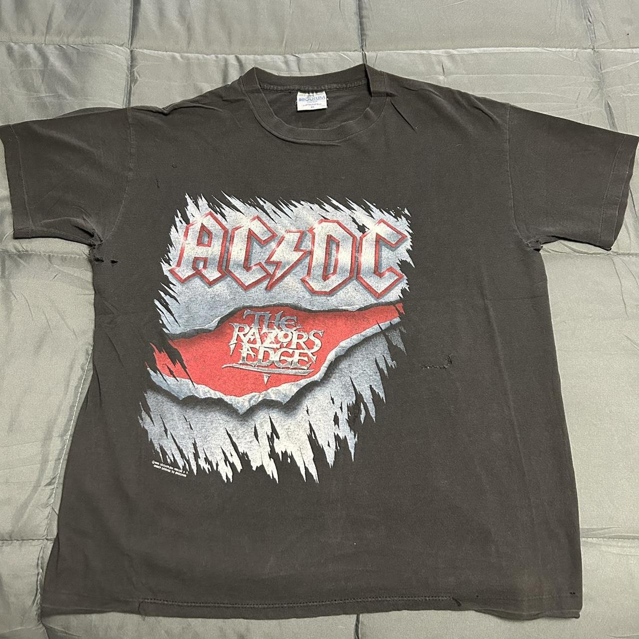 Vintage 1990 AC/DC- The Razors Edge Tour T-Shirt In... - Depop