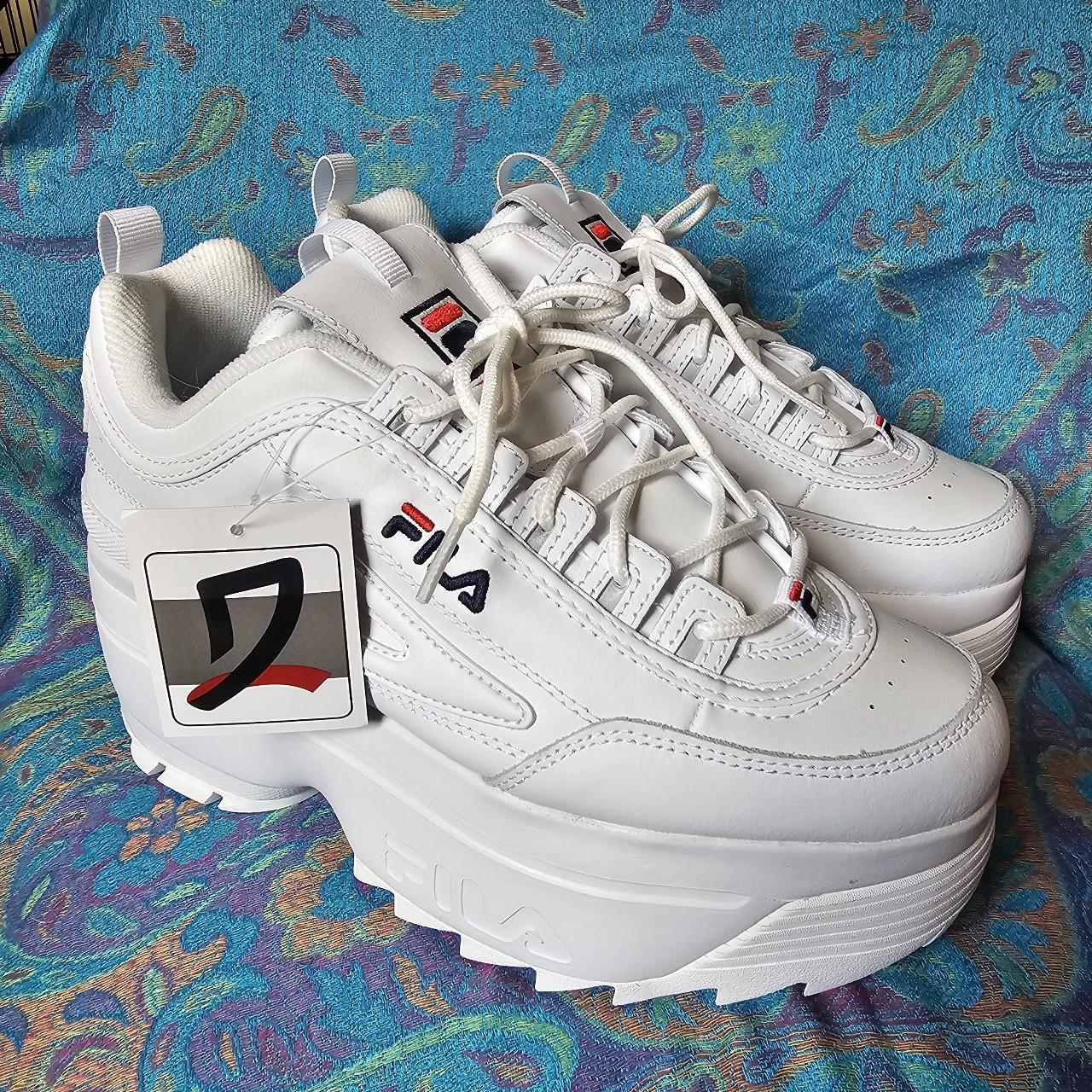 FILA Women's Disruptor 2 Wedge Patent White... Depop