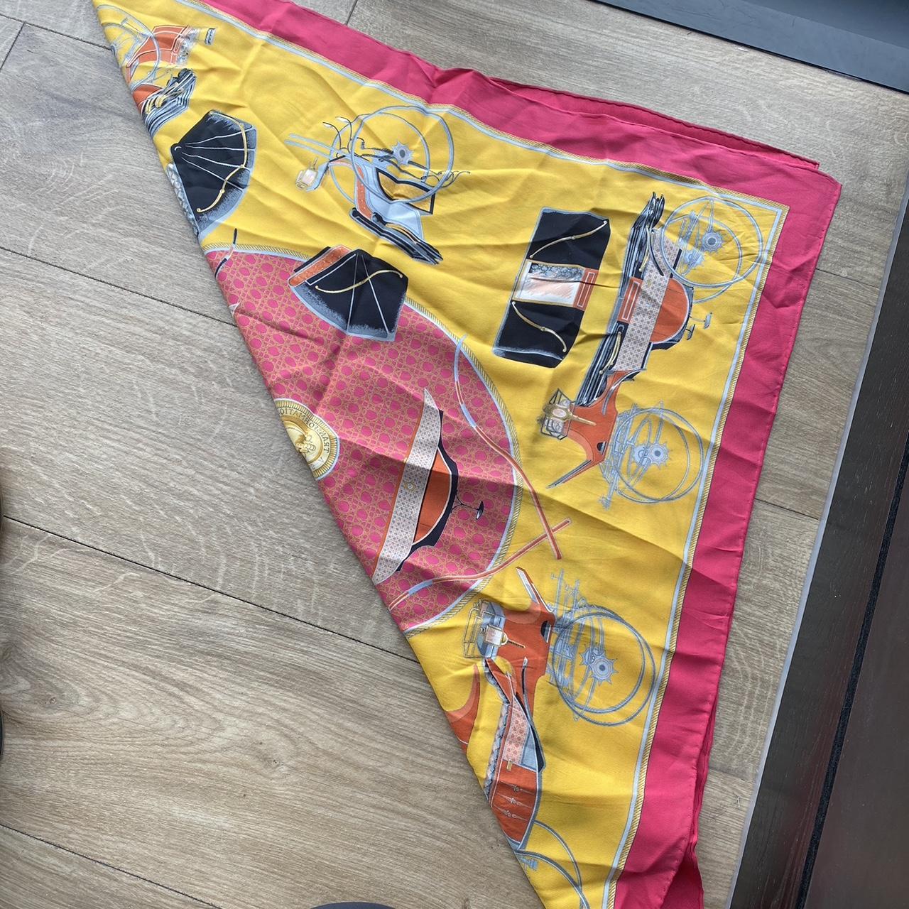 Hermes Women's Yellow and Pink Scarf-wraps | Depop