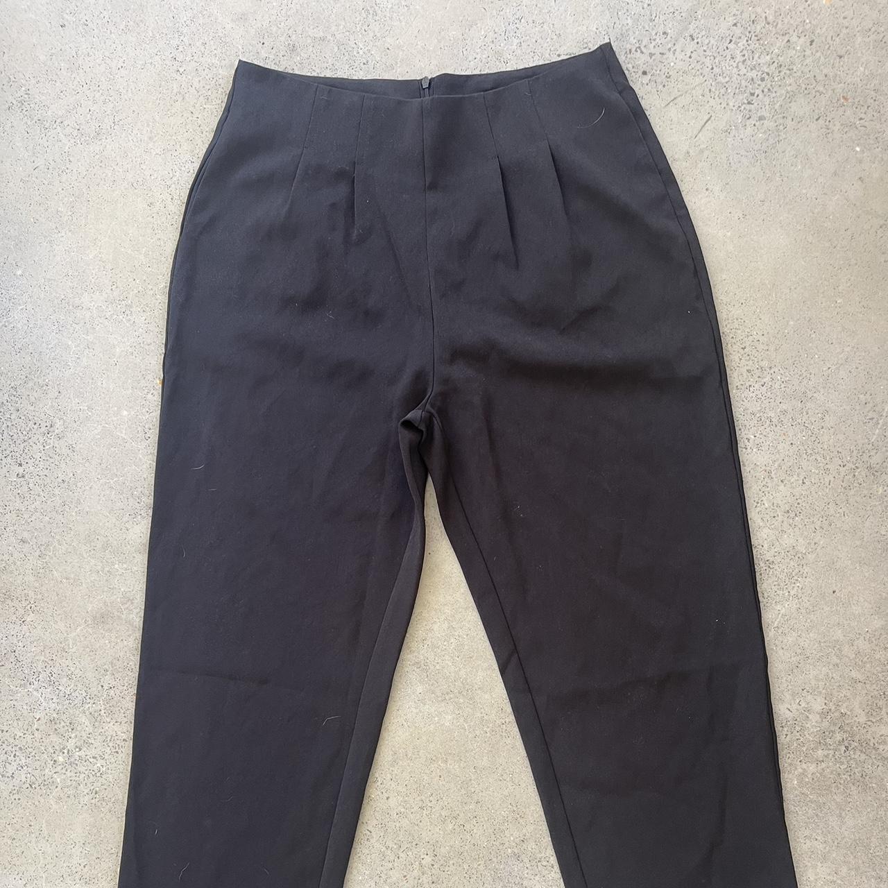 Classic black tailored pant Size 14 Pleats around... - Depop