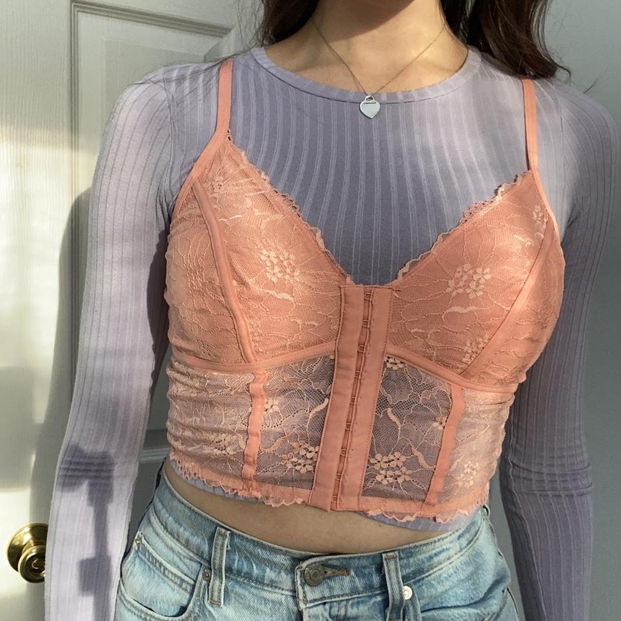 Peachy corset top Comfy Mesh back Adjustable straps... Depop