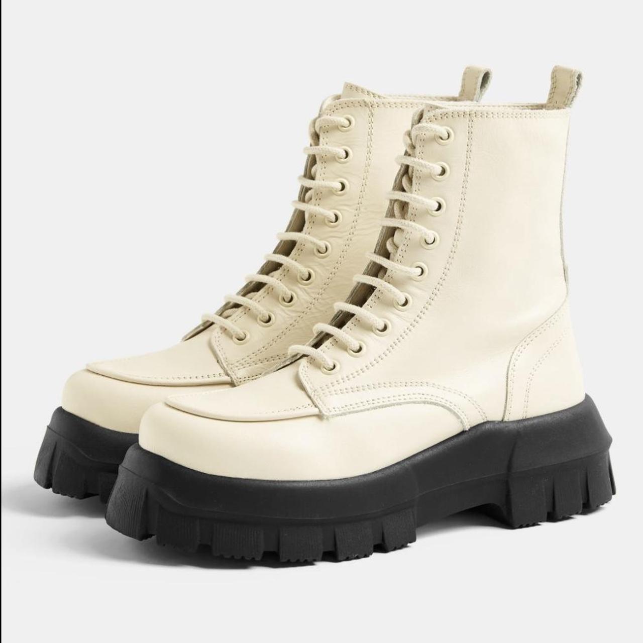 Womens Boots Topshop Cream Boots River Island Quilted Block Heel