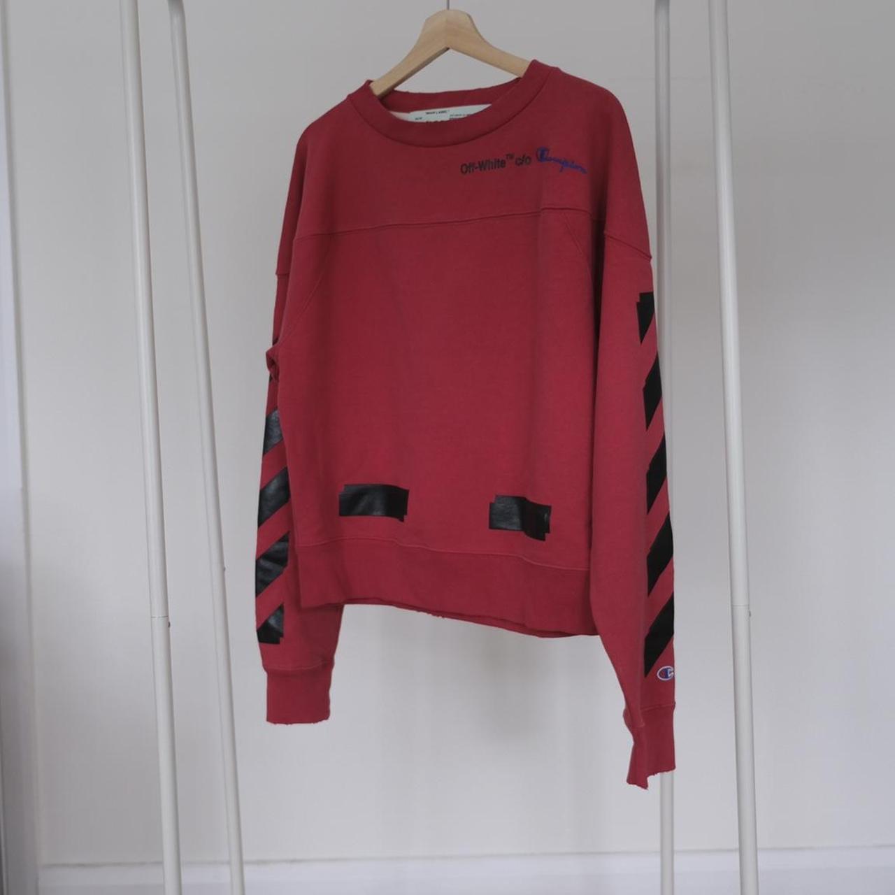 Off white x hot sale champion hoodie red