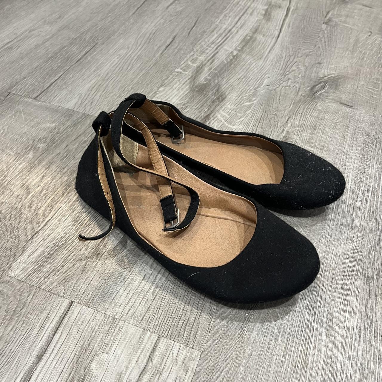 epic step black ballet flats with ankle straps... Depop