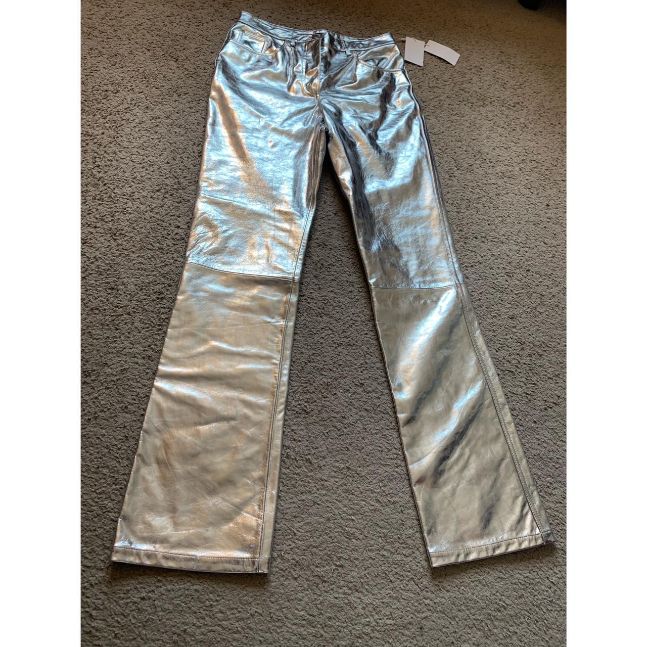 Helmut Lang Mirror Metallic Leather Pants, High Shine...