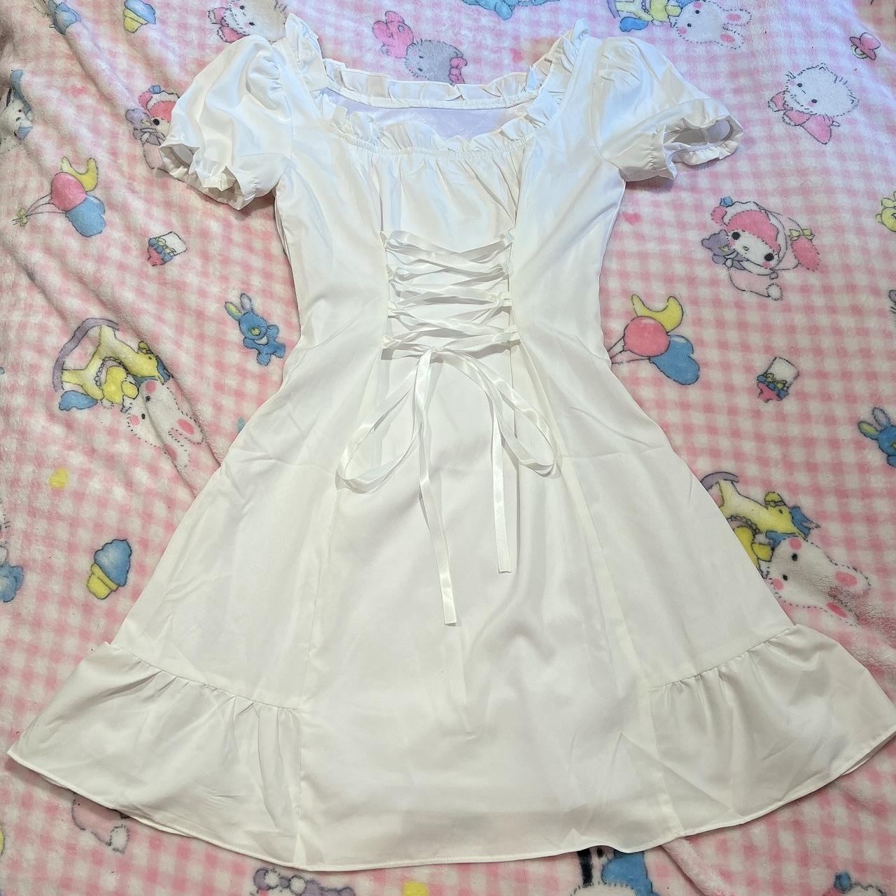 Cute White Dress With Ribbon Detail On Front And... - Depop