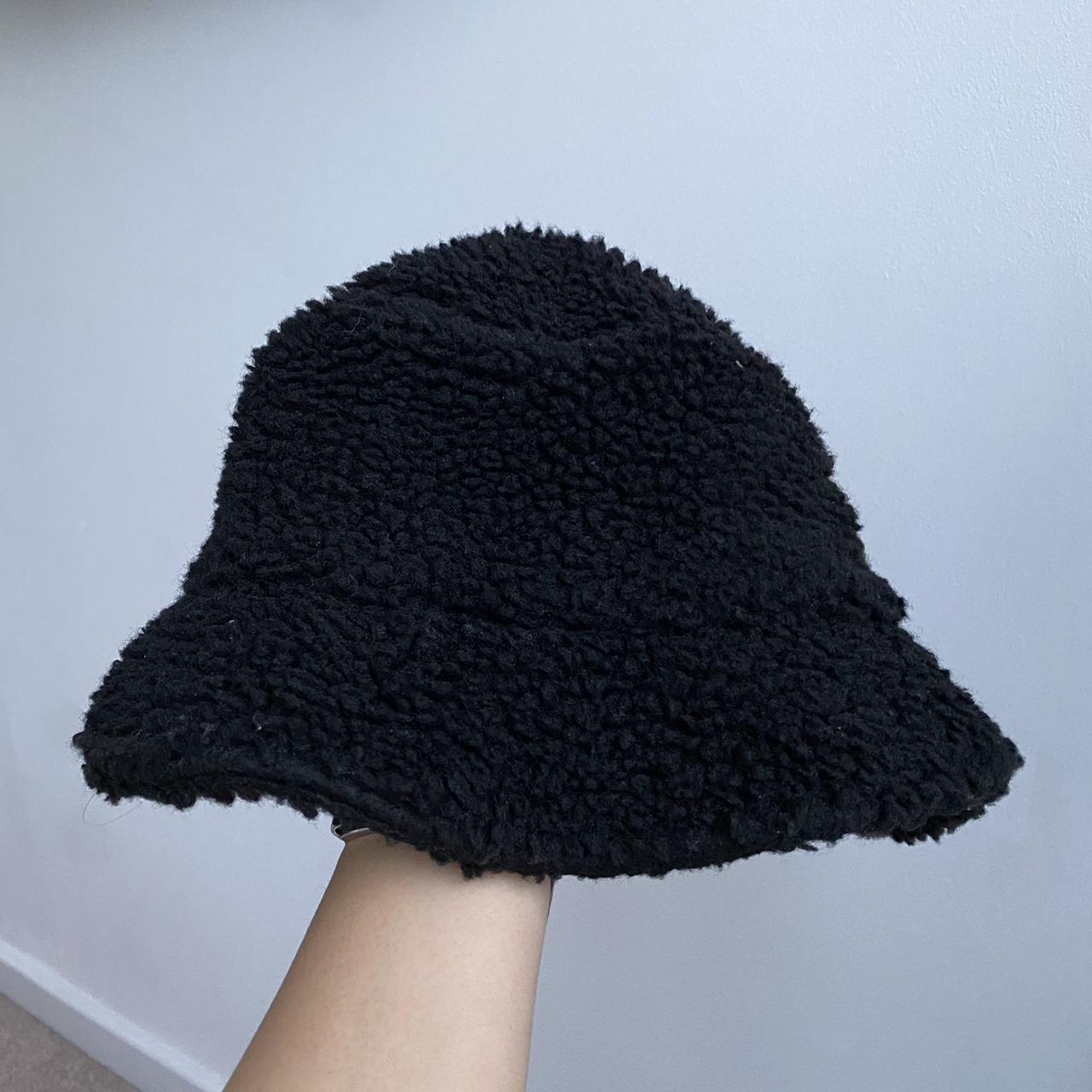 Newhattan Black fluffy Bucket hat Size L/XL Depop