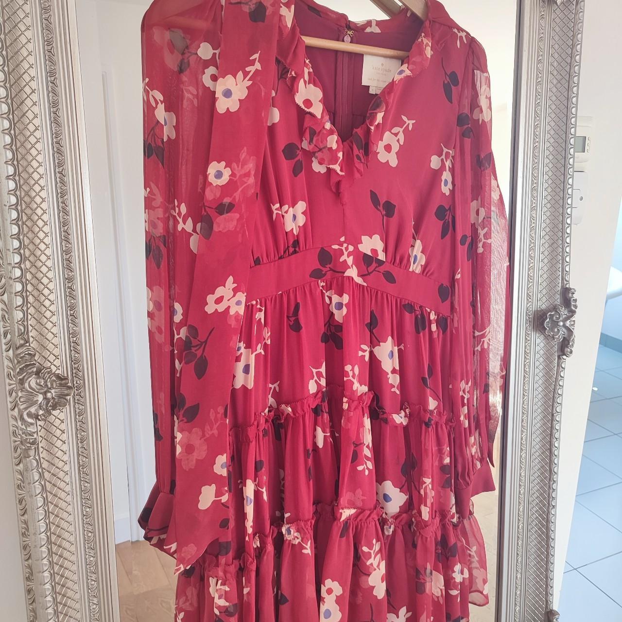 Kate Spade red floral dress which is perfect for... - Depop