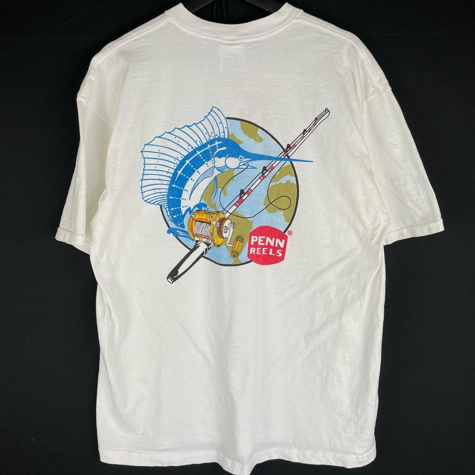 XL youth fish skinz fishing vintage t shirt Worn in - Depop