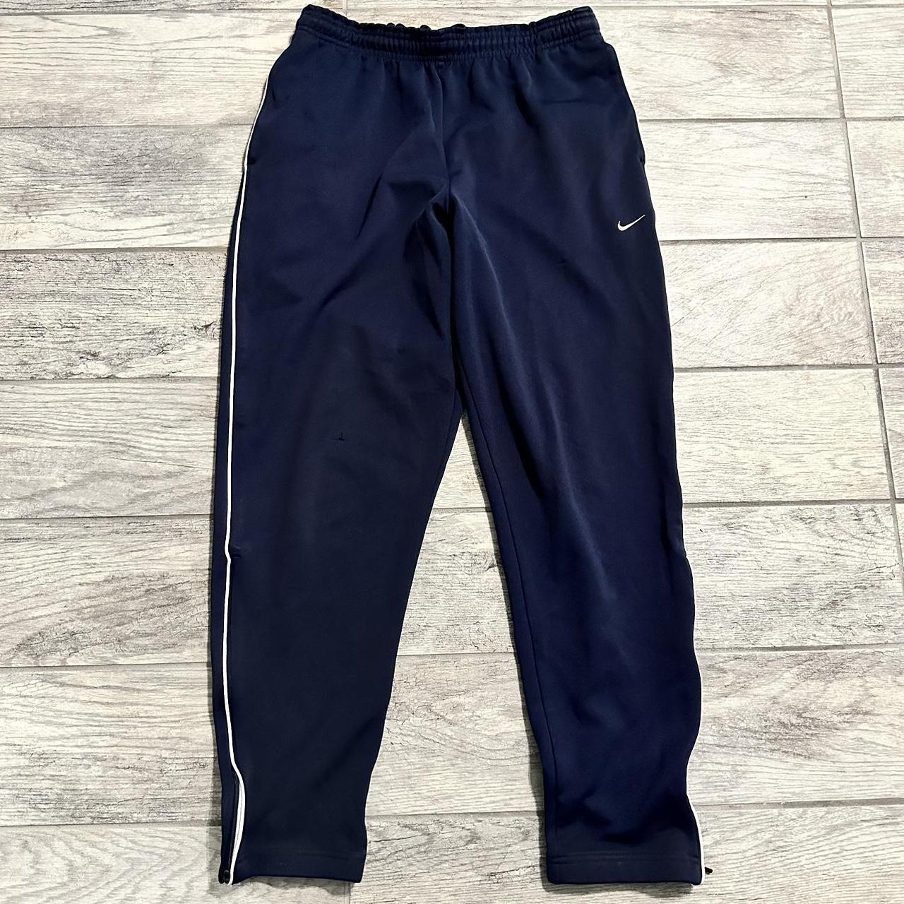 Vintage Nike Gray Tag Navy Blue Jogger Sweatpants... - Depop