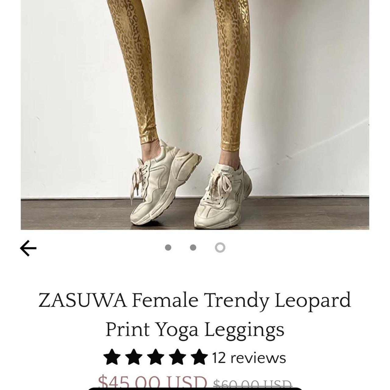 ZASUWA Female Trendy Leopard Print Yoga Leggings in GOLD.