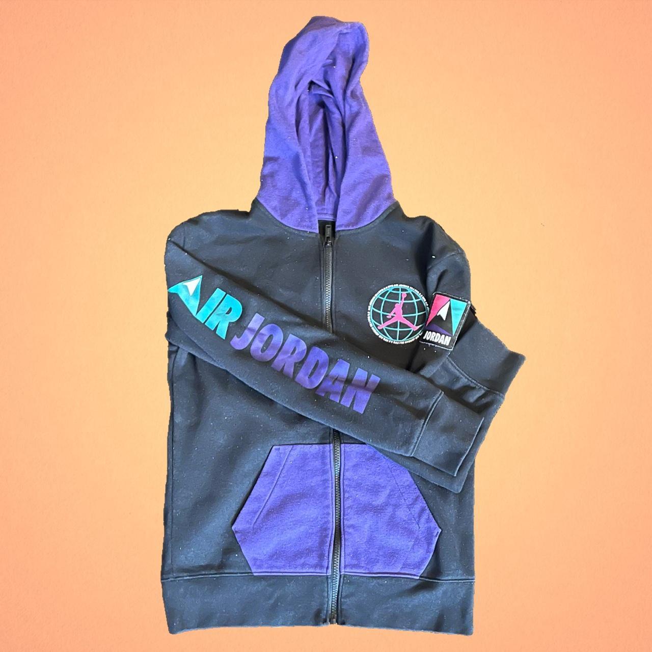 Nike air Jordan black and purple hoodie Depop