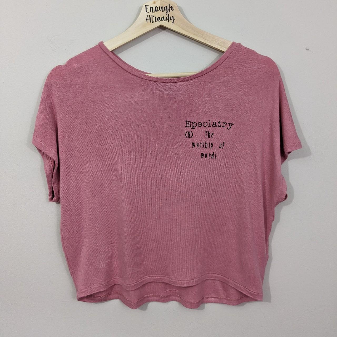 Size 12-14 Rose Crew Neck Cropped Stretchy Tee... - Depop