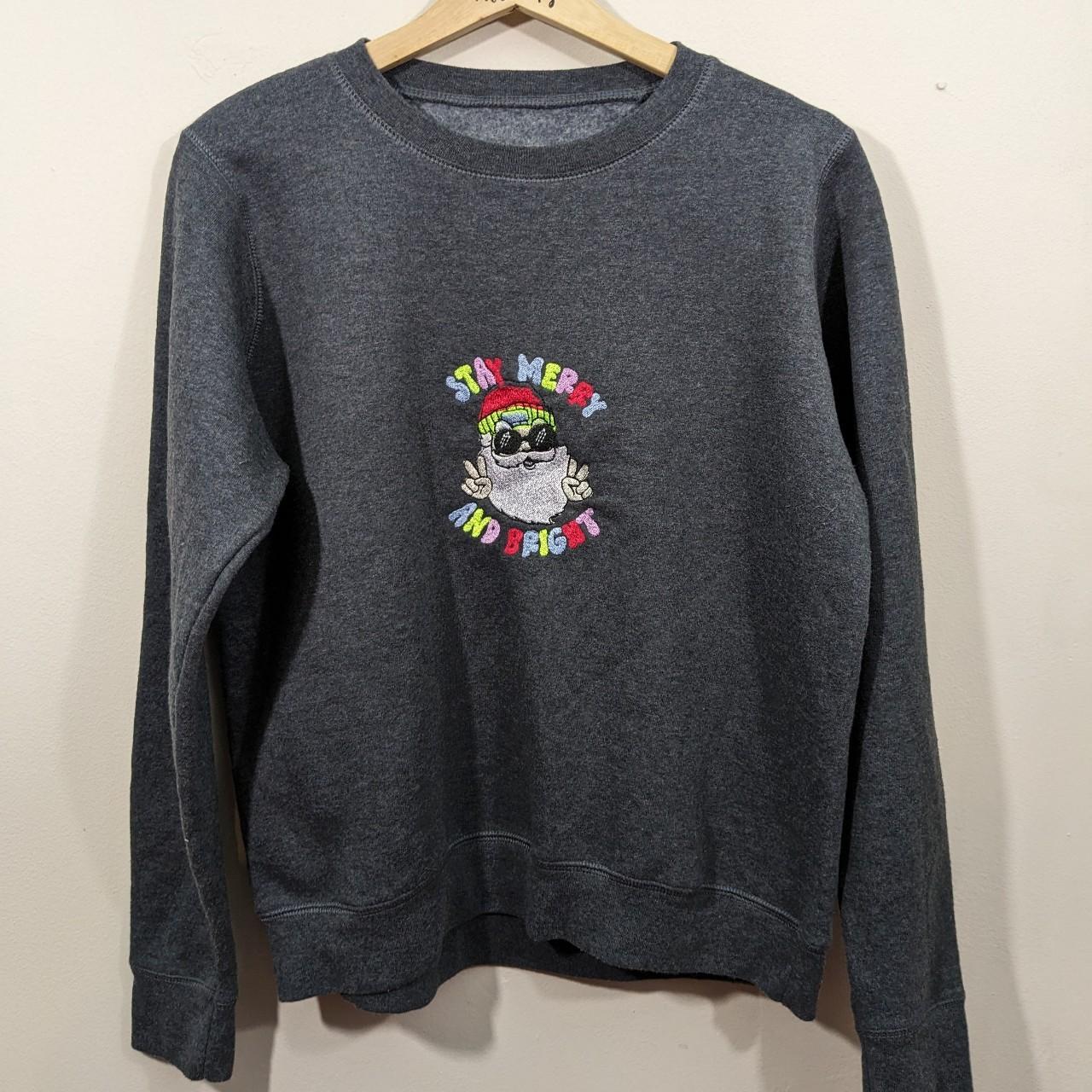 Medium Reworked Grey Christmas Jumper / Sweatshirt -... - Depop