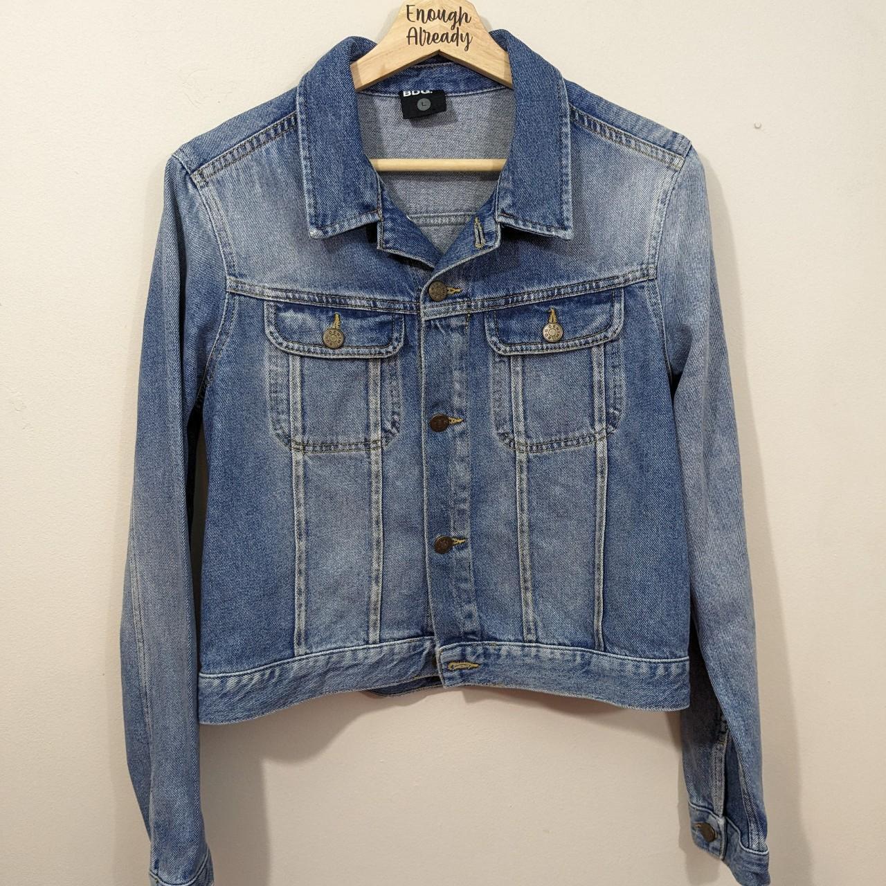 Women's Large Classic Denim Jacket - Embroidered - Depop