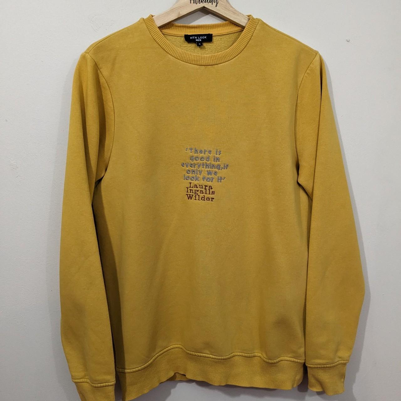 Small Reworked Mustard Sweatshirt - Embroidered... - Depop