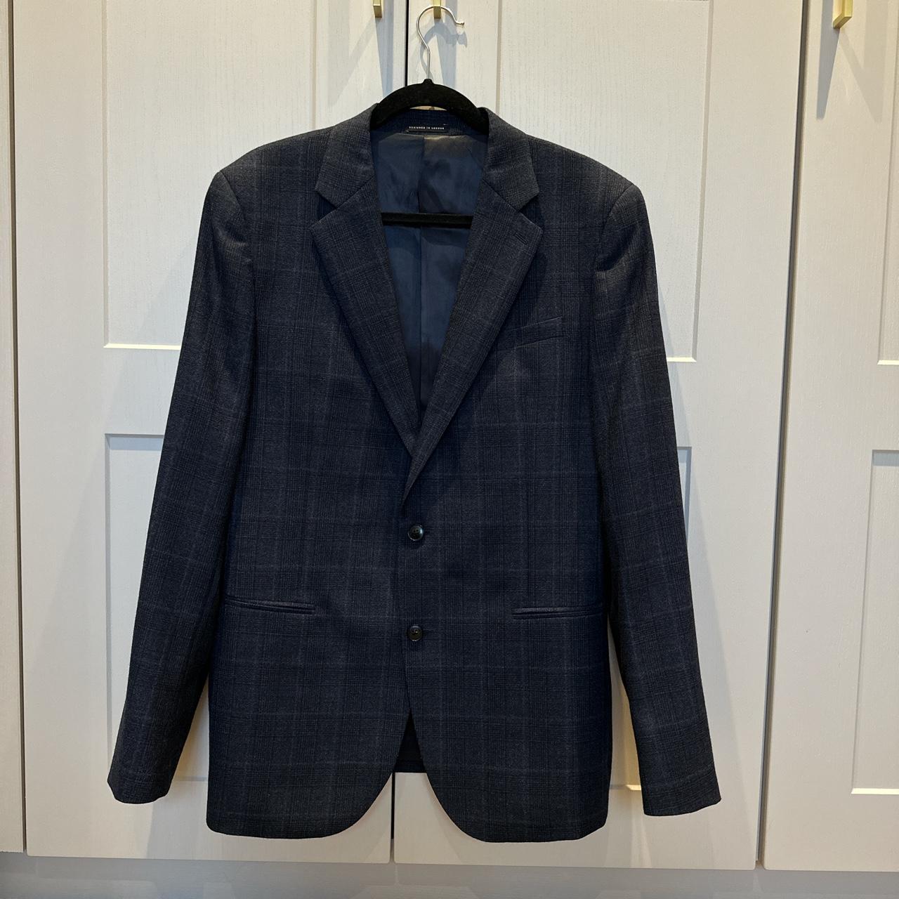 Reiss Navy patterned Suit Blazer: 42... - Depop