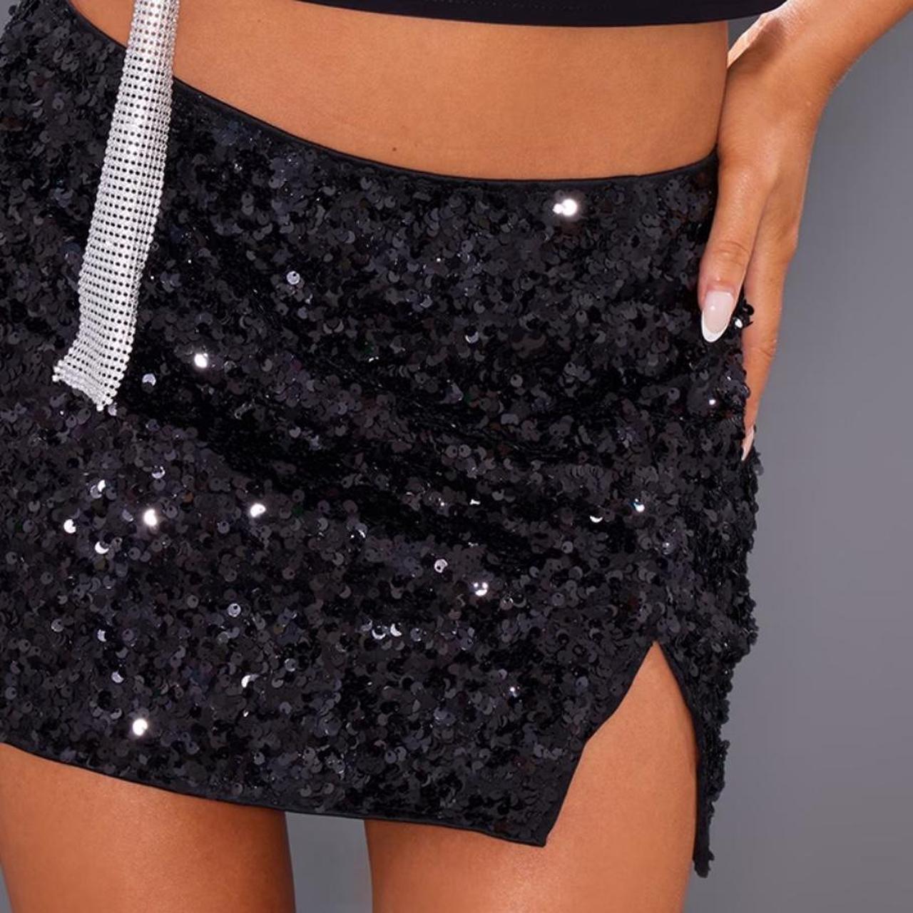 Plt black sequin mini skirt Perfect condition worn... - Depop