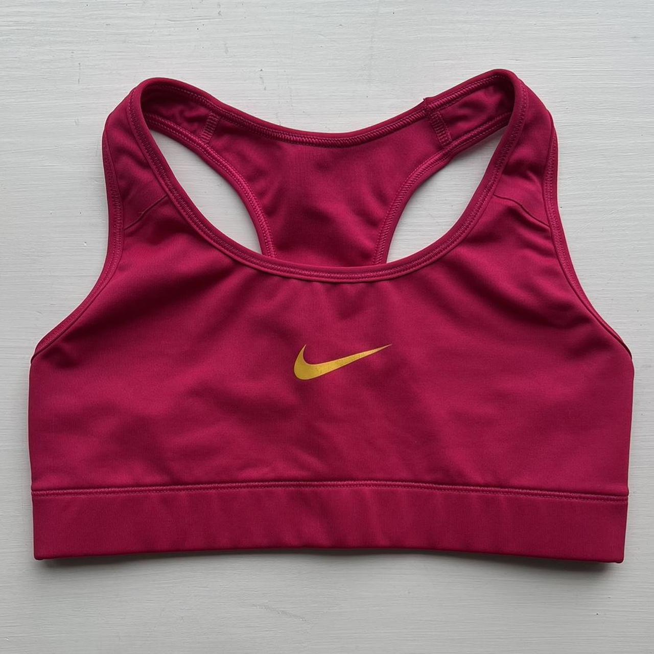 super cute hot pink Nike spell out tick Sports Bra - Depop