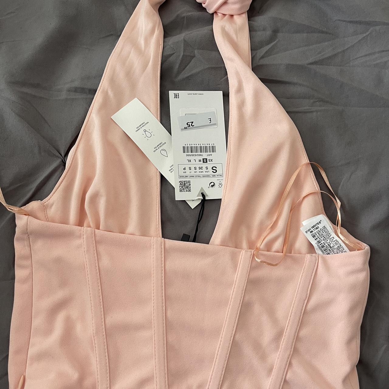 Zara Pink Corset Halter neck top Size Small Brand... Depop