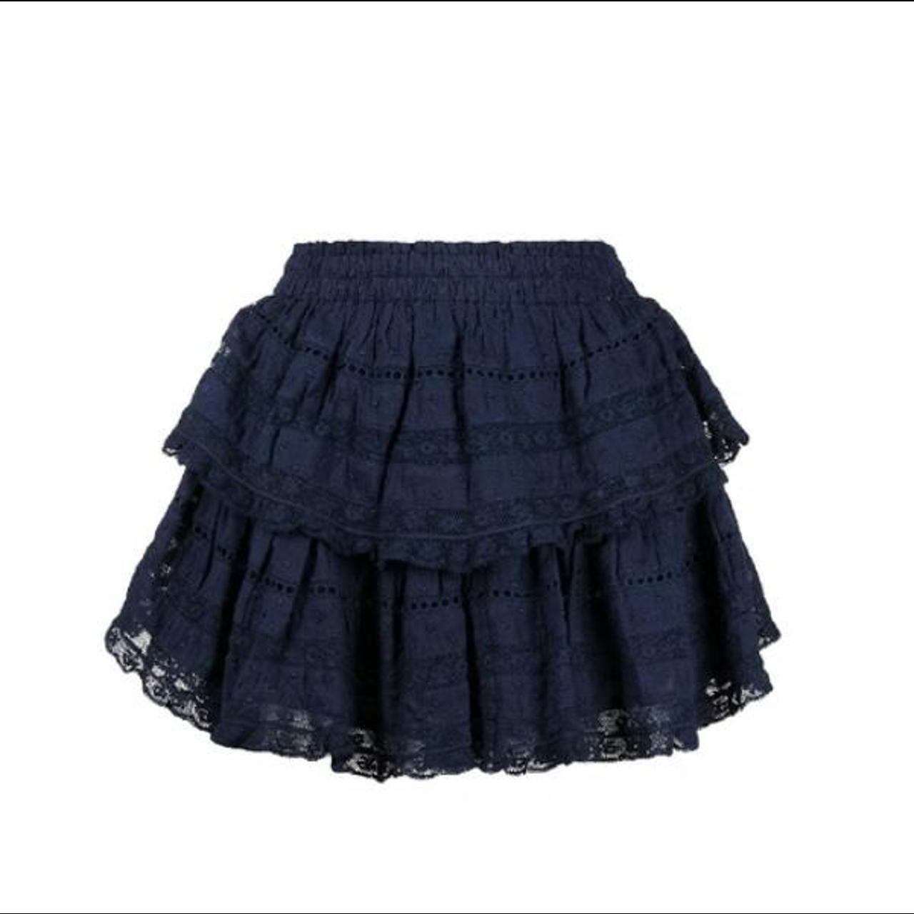 Loveshackfancy ruffle mini skirt in midnight size... - Depop