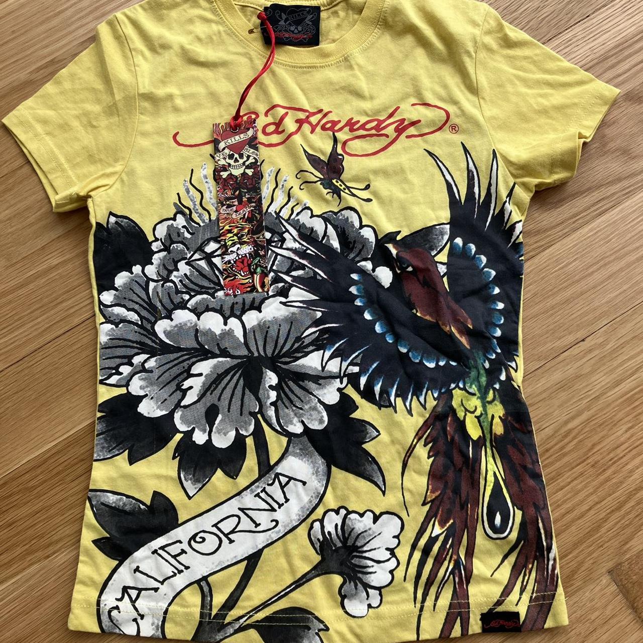 Vintage brand new Ed Hardy t shirt baby tee fits... - Depop