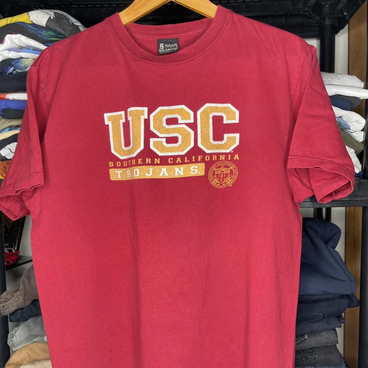 Vintage 1990s USC Shirt shoulder to waistline:... - Depop