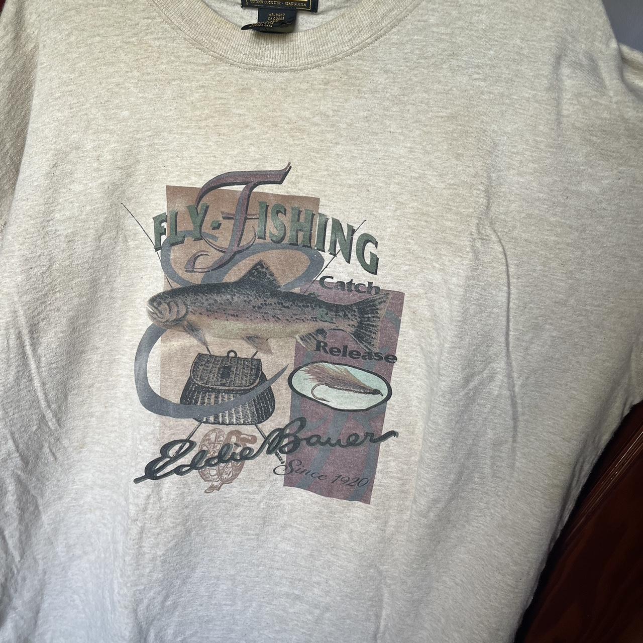 Eddie Bauer fly fishing tee Stains/flaws pictured... - Depop