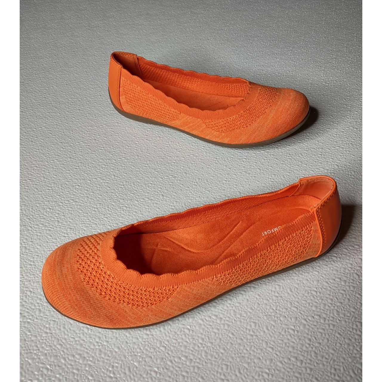 Super cute Dearfoams Orange Knit Ballet Flats Size... - Depop