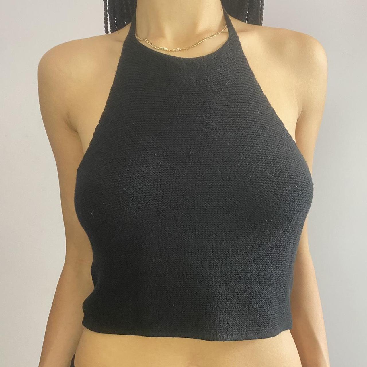 black knit halter top soft knit halter top. super... Depop