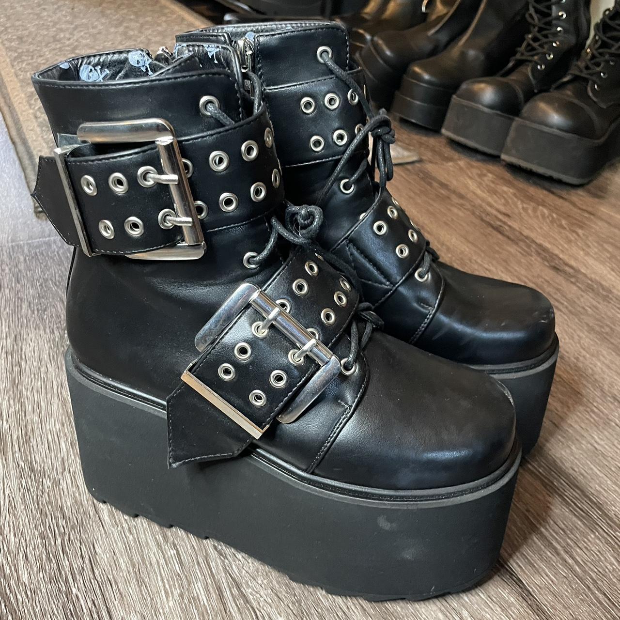 🕷️ Goth lamoda buckle platform boots🕷️ might regret... - Depop