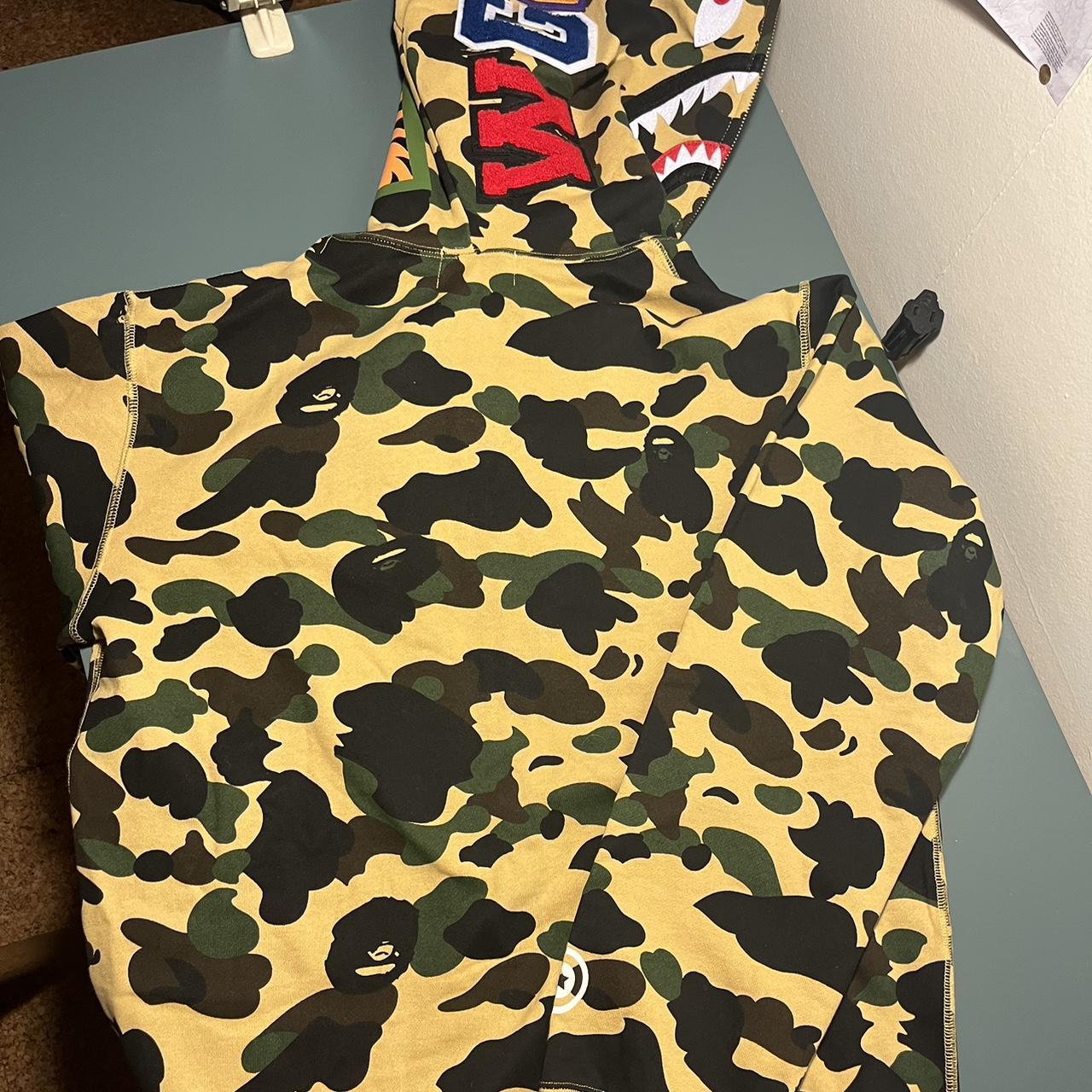 BAPE 1st Camo Shark Full Zip Hoodie (FW23) Yellow... - Depop