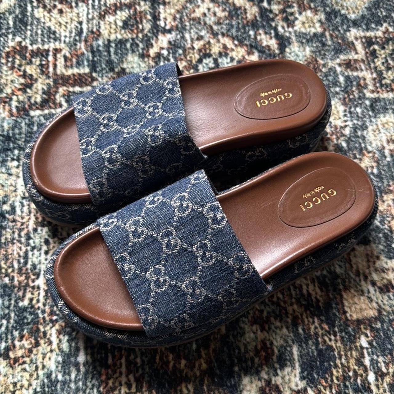 Gucci platform logo canvas Denim and