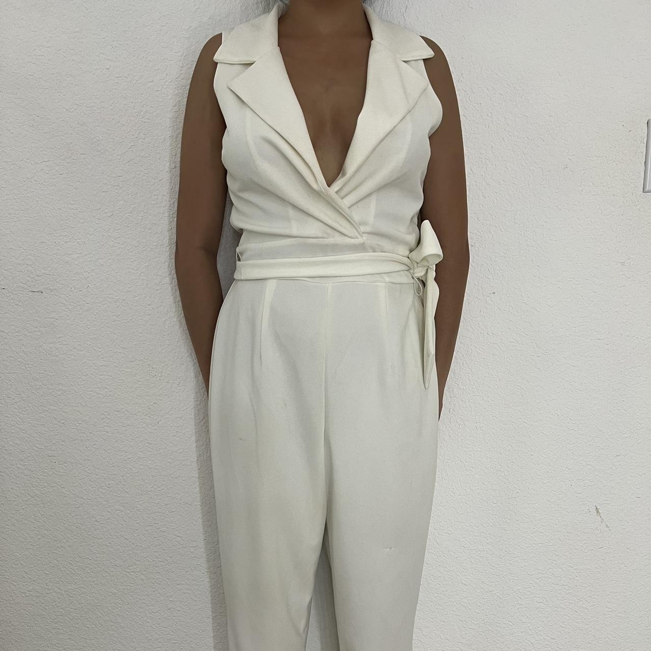 White Jumpsuit with Collar Worn once jumpsuit. Depop