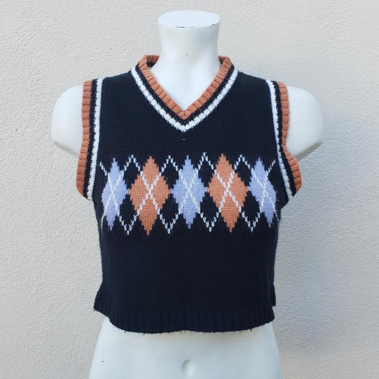 Love + Harmony Argyle Cropped Sweater Vest! 100%... - Depop