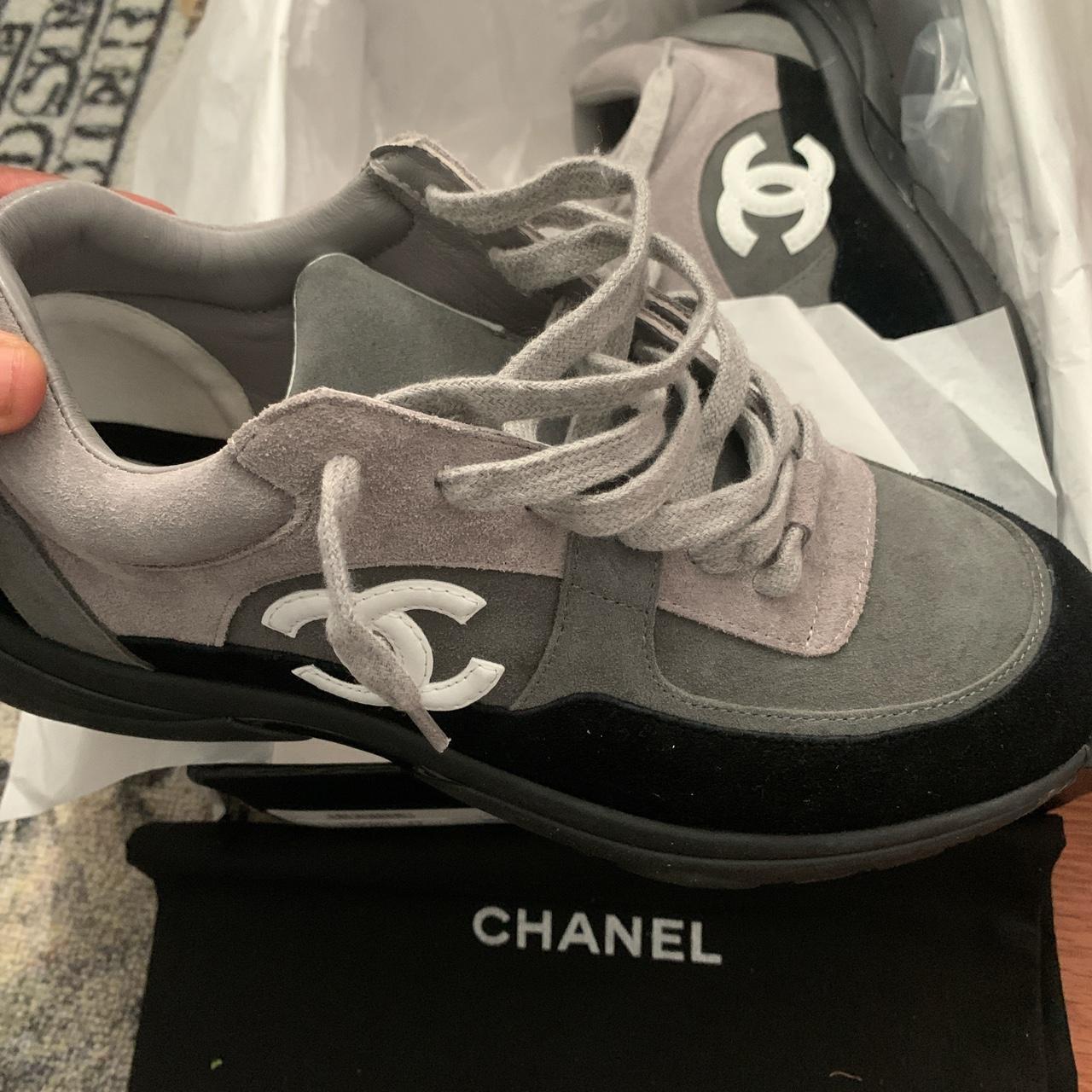Black/grey Chanel shoes 👟 Size : 43 / 9.5 TEXT B4... - Depop