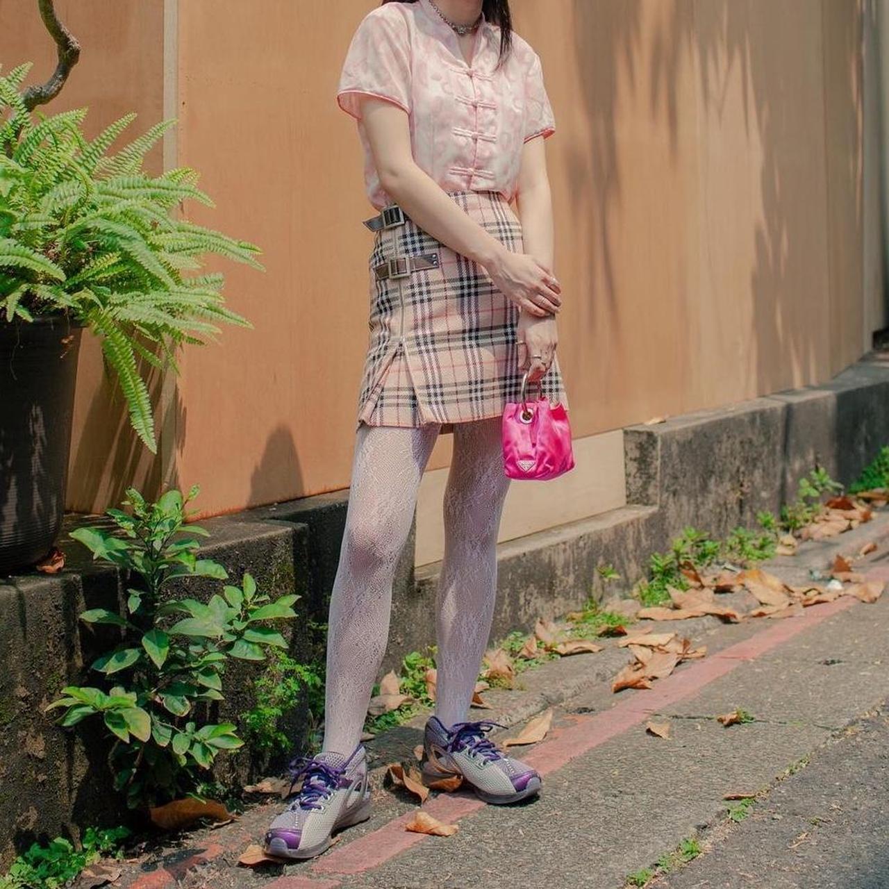 Burberry Vintage Pink Plaid Skirt with | Depop