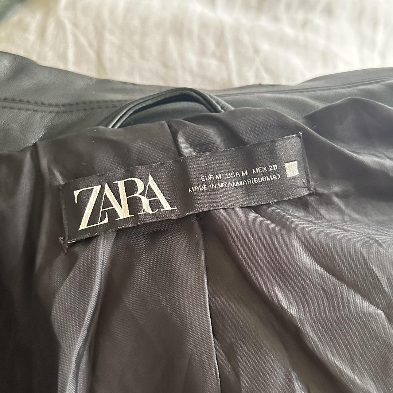 ZARA FAUX LEATHER JACKET (M) Cropped styles jacket... - Depop