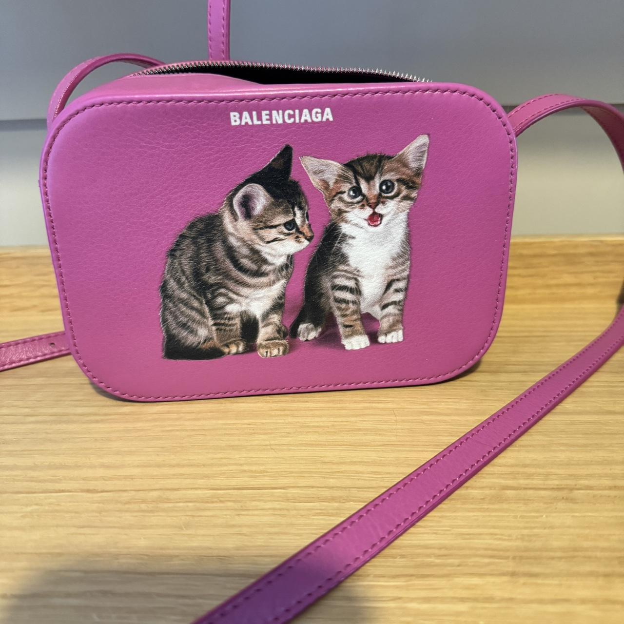 Balenciaga crossbody cat camera bag in pink. Depop