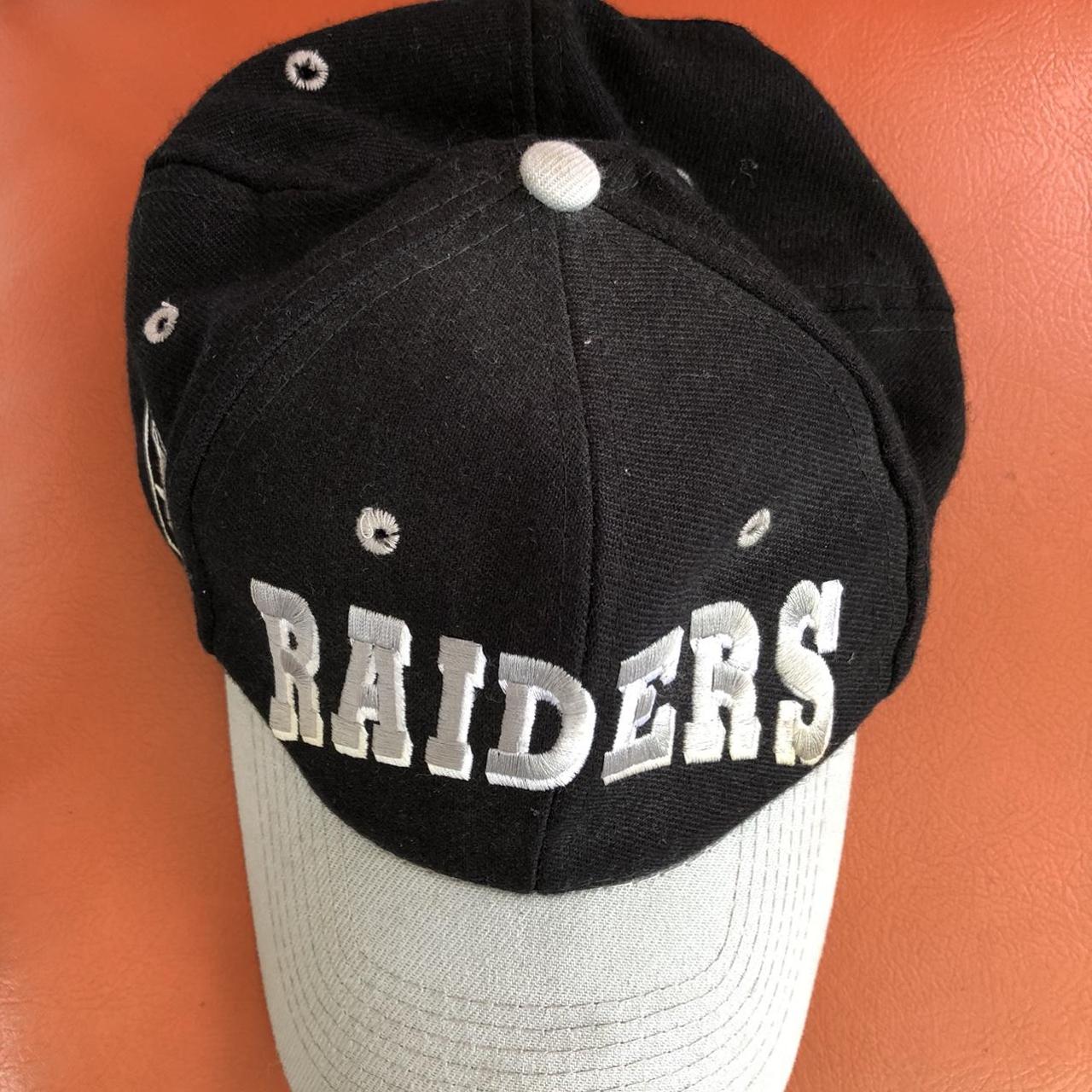 Vintage 1990s Leather Oakland Raiders SnapBack With - Depop